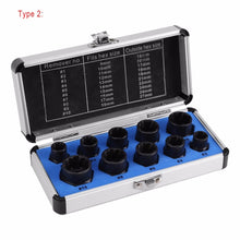 Load image into Gallery viewer, 10Pcs Damaged Bolt Nut Screw Remover Extractor Removal Set Nut Removal Socket Tool Threading Hand Tools Kit With Box Hot Sale