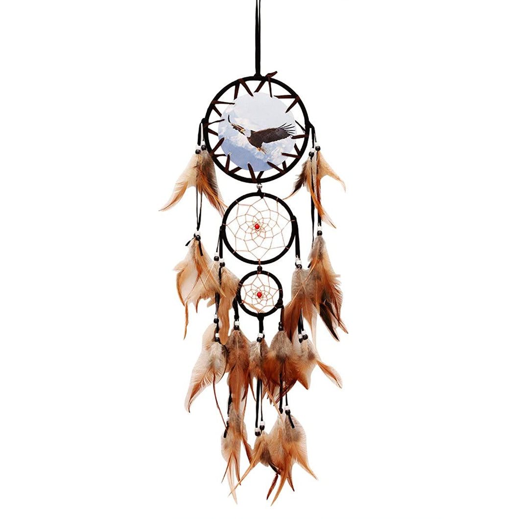Dream Catcher Indian Style Oil Painting Eagle Hand-Woven Car Pendant Wall Hanging Home Decorations (Eagle)