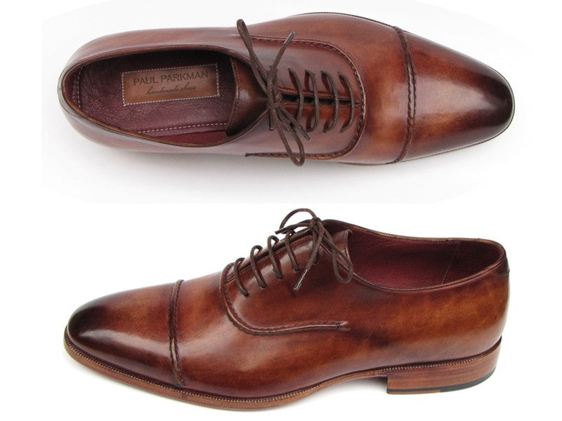 Paul Parkman Men's Captoe Oxfords Brown Shoes (ID#077-BRW)