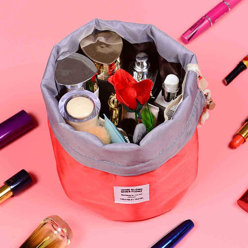 Cylindrical  Waterproof    Nylon  Cosmetic Bag