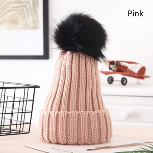 Adult's Plush Ball Thick Velvet Warm Hat
