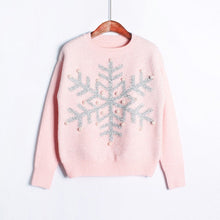 Charger l\&#39;image dans la visionneuse de la galerie, Snowflake Sequined Pearl Knitted Christmas Sweater