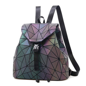 New Laser Luminous Package Geometric Rhombic Backpack