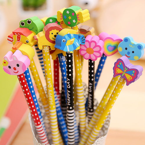 5 Piece Wooden Animal HB Pencil Set