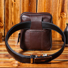 Load image into Gallery viewer, Unisex Zipper Cowhide Crossbody Bag Solid Color Coffee