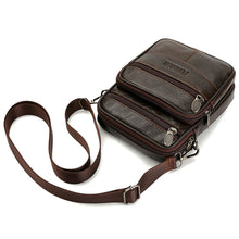 Load image into Gallery viewer, Unisex Zipper Cowhide Crossbody Bag Solid Color Coffee