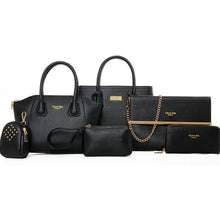Load image into Gallery viewer, WOMEN&#39;S RIVET PU BAG SET BAG SETS SOLID COLORED 6 PIECES PURSE SET BLACK / FUCHSIA / YELLOW