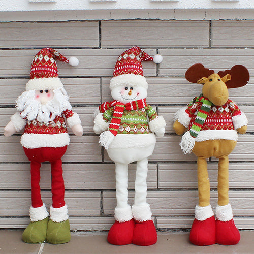 Santa Claus Snowman Christmas Dolls Christmas Decorations for Home Retractable Standing Toy Birthday Party Gift Kids Natal