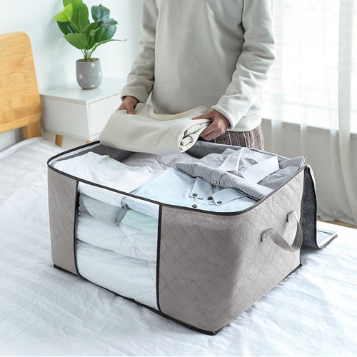 large capacity moisture-proof breathable visible non-woven quilt bag home cabinet clothing dust-proof finishing storage bag student moving bag