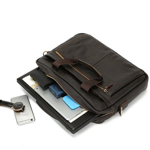 Men's Zipper Cowhide Briefcase Solid Color Black / Coffee / Fall & Winter