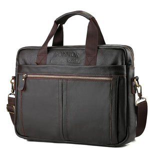 Men's Zipper Cowhide Briefcase Solid Color Black / Coffee / Fall & Winter
