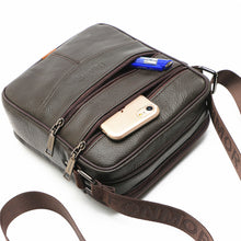 Load image into Gallery viewer, Men&#39;s Zipper Cowhide Crossbody Bag Solid Color Black / Coffee / Fall &amp; Winter