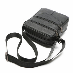 Men's Zipper Cowhide Crossbody Bag Solid Color Black / Coffee / Fall & Winter