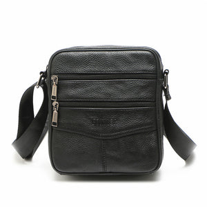 Men's Zipper Cowhide Crossbody Bag Solid Color Black / Coffee / Fall & Winter