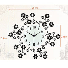 Charger l\&#39;image dans la visionneuse de la galerie, Pastoral Flower Iron Rhinestone Living Room Bedroom Watch Clocks Large Decorative Wall Clock Saat Horloge Murale