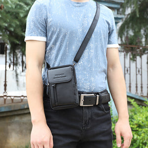 Unisex Zipper Cowhide Fanny Pack Solid Color Black / Coffee / Fall & Winter