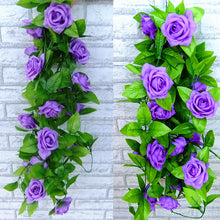 Load image into Gallery viewer, 9Flowers 2M Longth Artificial Fake Silk Rose Flower Ivy Vine Hanging Garland Wedding Decor Party Home Garden Decoration