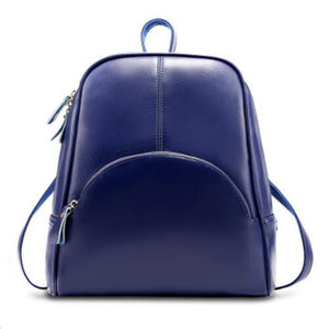 Cowhide Commuter Backpack Casual Fuchsia / Blue / Wine