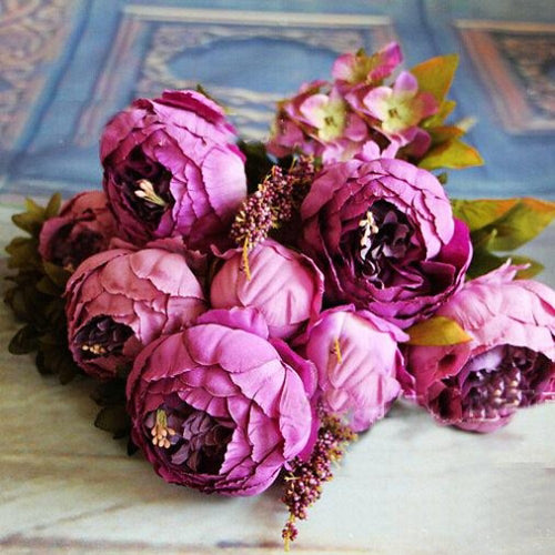 8 Head High Grade European Style Core Peony Simulation Flower