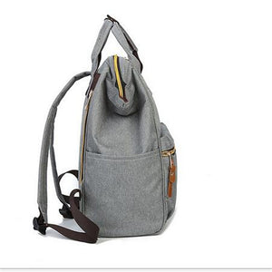 Women's Zipper School Bag Backpack Canvas Geometric Gray