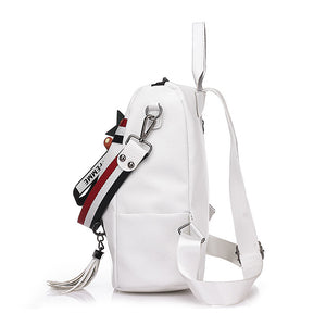 Nextchain  Women's Sashes / Ribbons School Bag Backpack PU(Polyurethane) White / Black
