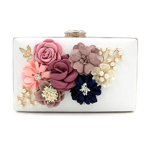 L.WEST® Women‘s Imitation Pearl / Crystal / Rhinestone / Flower Evening Bag Rhinestone Crystal Evening Bags Polyester Floral Print Light Gold / Wine / Blue