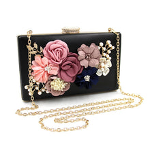Load image into Gallery viewer, L.WEST® Women‘s Imitation Pearl / Crystal / Rhinestone / Flower Evening Bag Rhinestone Crystal Evening Bags Polyester Floral Print Light Gold / Wine / Blue