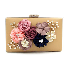 Load image into Gallery viewer, L.WEST® Women‘s Imitation Pearl / Crystal / Rhinestone / Flower Evening Bag Rhinestone Crystal Evening Bags Polyester Floral Print Light Gold / Wine / Blue