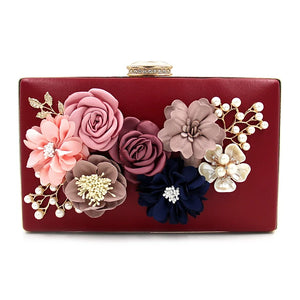L.WEST® Women‘s Imitation Pearl / Crystal / Rhinestone / Flower Evening Bag Rhinestone Crystal Evening Bags Polyester Floral Print Light Gold / Wine / Blue