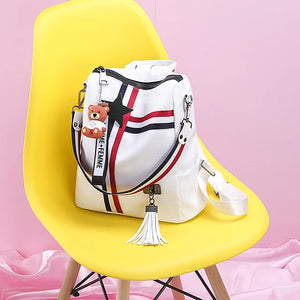Nextchain  Women's Sashes / Ribbons School Bag Backpack PU(Polyurethane) White / Black