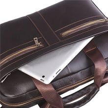 Charger l\&#39;image dans la visionneuse de la galerie, Nextchain  Men&#39;s Zipper Briefcase Nappa Leather Solid Color Dark Brown / Fall &amp; Winter