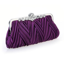 Load image into Gallery viewer, Nextchain  Women&#39;s Crystal / Rhinestone / Ruffles Evening Bag Rhinestone Crystal Evening Bags Satin Purple / Brown / Red