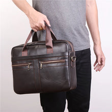 Load image into Gallery viewer, Nextchain  Men&#39;s Zipper Briefcase Nappa Leather Solid Color Dark Brown / Fall &amp; Winter