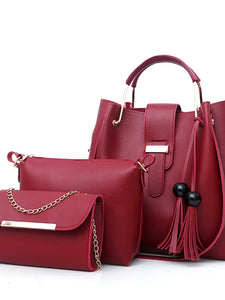 Women's Zipper Bag Set Bag Sets PU(Polyurethane) 3 Pcs Purse Set Blushing Pink / Gray / Brown