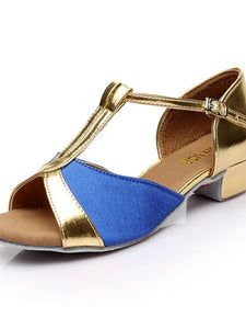 Women's Dance Shoes Satin Latin Shoes Heel Thick Heel Customizable Gold / Red / Blue