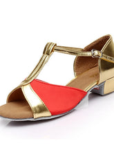 Charger l\&#39;image dans la visionneuse de la galerie, Women&#39;s Dance Shoes Satin Latin Shoes Heel Thick Heel Customizable Gold / Red / Blue