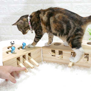 Funny Cat Toy Pet Indoor Solid Wooden Cat Hunting Toys
