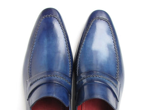 Paul Parkman Men's Loafer Shoes Navy  (ID#068-BLU)
