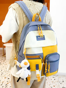 5pcs Color Block Backpack Set