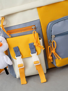 5pcs Color Block Backpack Set