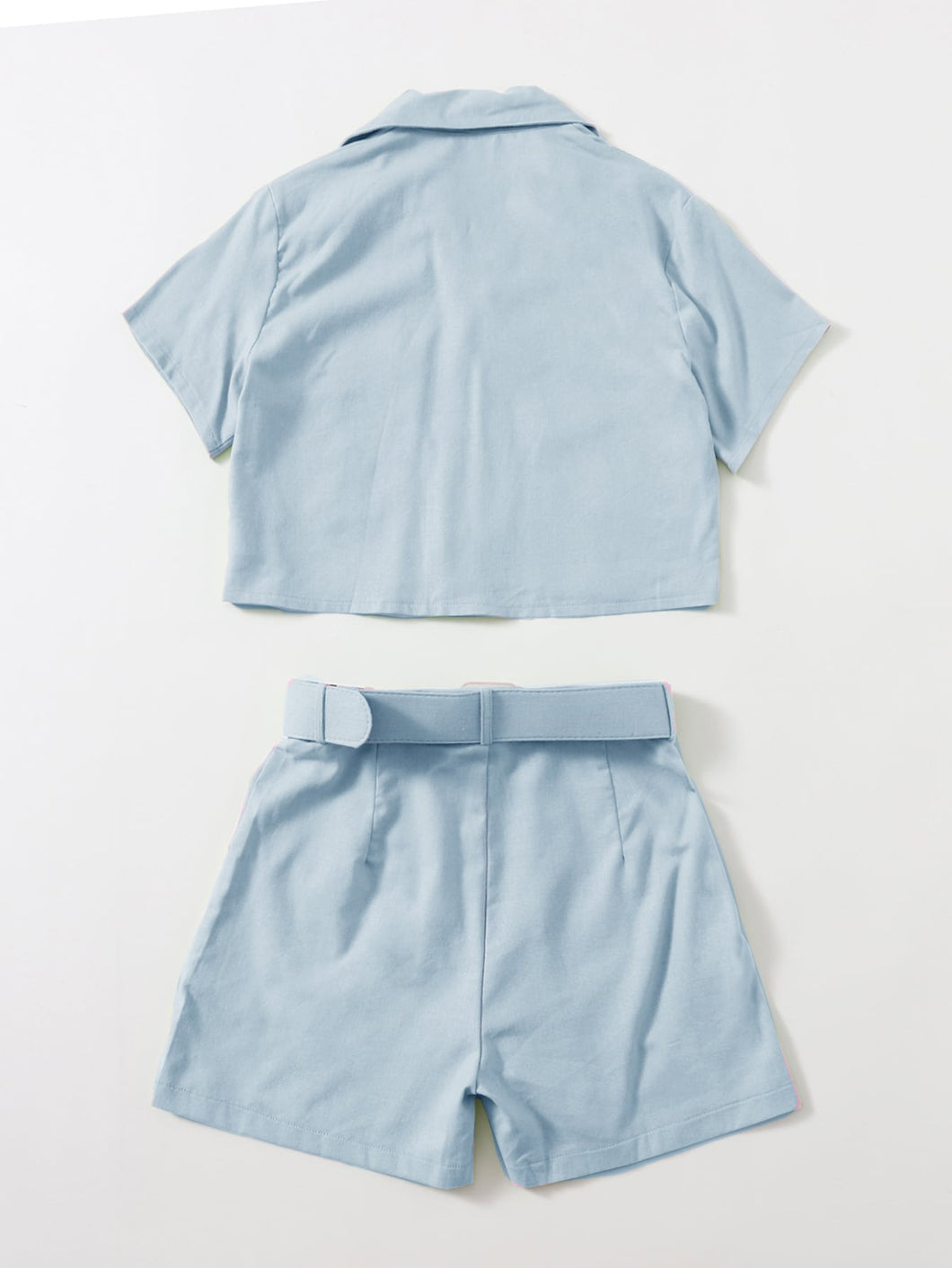 Button Front Top & Belted Shorts Set