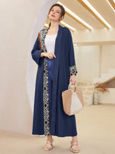 Load image into Gallery viewer, Fringe Detail Geo Panel Belted Abaya