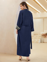 Load image into Gallery viewer, Fringe Detail Geo Panel Belted Abaya