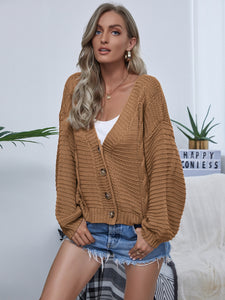 Drop Shoulder Button Front Cardigan