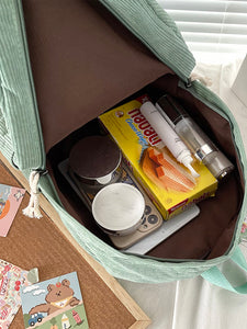 Minimalist Corduroy Pocket Front Backpack