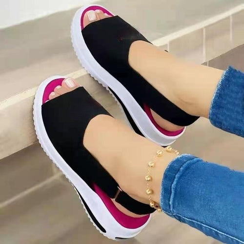 Buckle Black Red Pink Blue Womens Platform Sandals Shoes