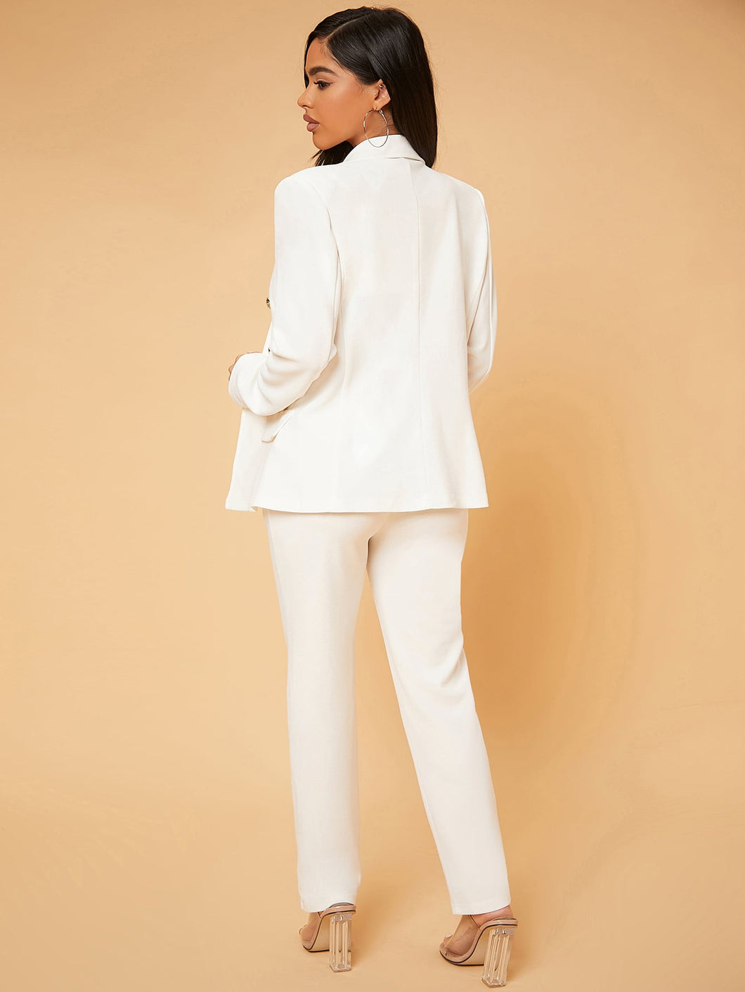 SHEIN Double Breasted Blazer Tailored Pants