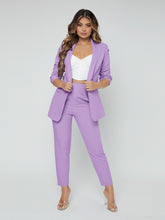 Load image into Gallery viewer, Shawl Neck Open Front Blazer Pants Suit