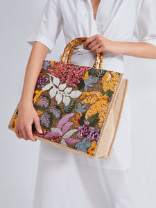 Random Floral Decor Straw Bag