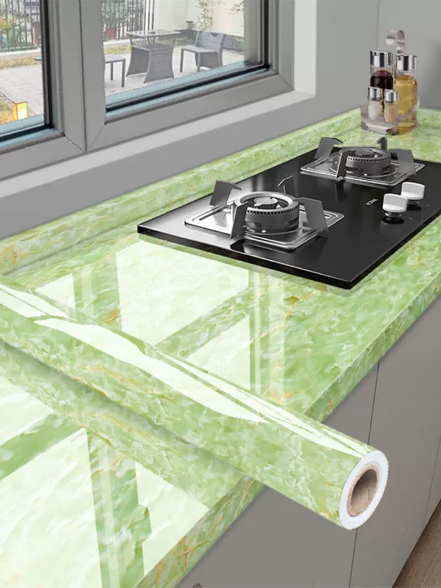 1roll Marble Print Waterproof Kitchen Sticker Self Adhesive Wall Paper ...